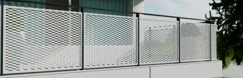 Application of expanded metal mesh panels for parapets