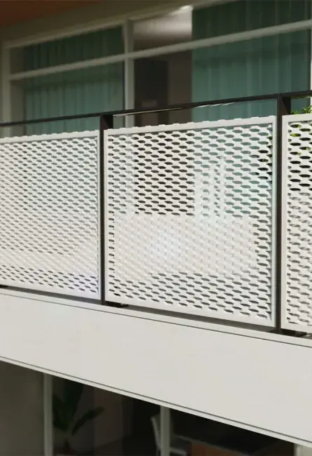 Expanded metal panel for parapet