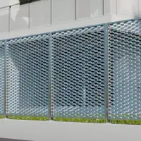 View of an expanded metal mesh fence