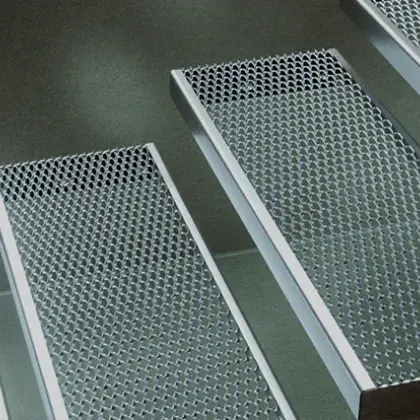 Expanded metal steps and walkways