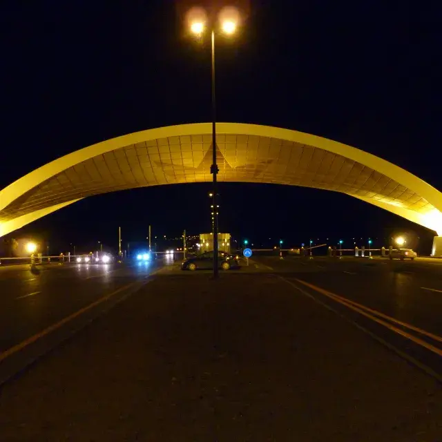 Panoramic view Baku Terminal Airport illuminated at night