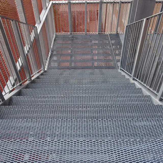 University stairs in expanded metal mesh