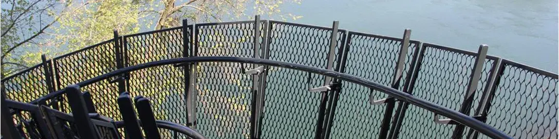 Painted expanded metal railing for exterior use